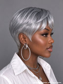 Lace front 13x4 HD wig Silver Grey pixie cut wig side part 100% Human Hair
