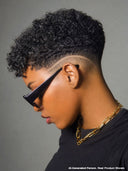 Full lace wig pixie cut curly wave black for black woman
