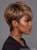 Pixie wig straight glueless wig brown 100% Human Hair