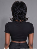 Wig black straight mullet machine made glueless wig 100% Human Hair