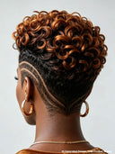 Full lace wig Pixie curly wave Brown highlight