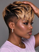 Pixie wig straight machine made ready to go honey 100% Human Hair