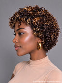 Machine Made Glueless wig curly wave brown highlight 100% Human Hair