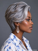 Salt and pepper lace wig lace 13x4 lace pixie  100% Human Hair