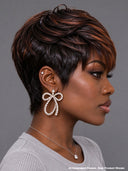 Glueless wig machine made pixie cut wig Red Brown 100% Human Hair