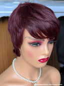 Pixie cut wig machine made 99J# 100% Human Hair