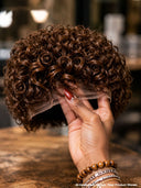 Lace front 13x4 pixie cut brown curly wave wig
