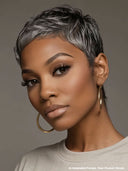 Ready to go Silver Salt And Pepper pixie cut wig 100% Human Hair