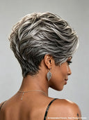 Lace closure 7x5 Pixie wig silver straight for black women