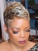 Pixie wig straight highlights 100% Human Hair
