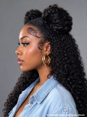 Pre-styled Updo 13x4 Lace Front Wig Black curly wave 18 inch 100% Human Hair