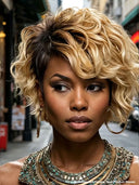 Lace front 13x6 wig Pixie wig honey quick weave 100% Human Hair