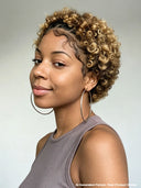Full Lace wig Braided Pixie Wig afro honey