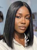 Straight bob 2X6 lace closure Natural Black 100% Human Hair