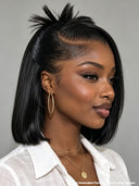 Pre-styled Updo style 13x4 Lace Front Wig bob 12 inch 100% Human Hair