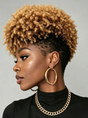 Glueless Pixie wig afro honey highlight