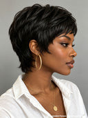 Ready to go pixie wig Machine Made straight 100% Human Hair for black woman