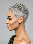 Lace front 13x6 pixie cut curly wave wig silver gray
