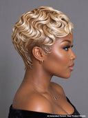Glueless wig pixie wig Machine Made blonde water wave 100% Human Hair