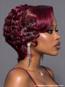 Pixie wig Lace front 13x4 wig burgundy finger wave 100% Human Hair