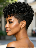 Full lace wig pixie curly wave black 100% Human Hair