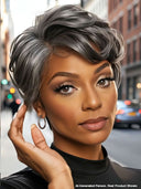 Lace wig 13x4 salt and pepper pixie quick weave side part 100% Human Hair
