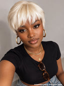 Buy 1 Get 1 Free pixie wig machine made blonde & burgundy 100% Human Hair