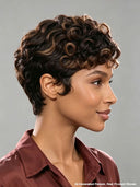 Lace front 13x4 side part pixie cut Brown highlight wig