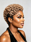 Lace front 13x6 Pixie wig pre-cut finger wave honey