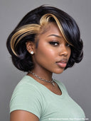 13x4 lace front Wig honey highlight pixie cut wig straight 100% Human Hair