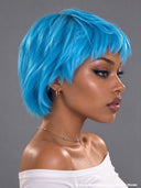 Glueless wig blue-green pixie cut wig cute straight 100% Human Hair