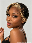 Pixie cut wig lace front 13x4 HD lace blonde highlight 100% Human Hair