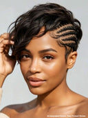 13x4 Lace Natural Black Pre-styled Updo With Braided  wig
