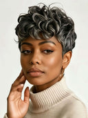 Salt and pepper pixie wig quick weave