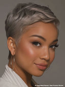 Lace closure 7x5 Pixie wig quick weava gray 100% Human Hair