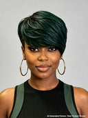 Full lace wig green Highlight Pixie side part