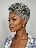 Lace front 13x4 Pixie wig silver Quick weave