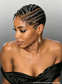 Full lace pixie cut wig side part water wave black