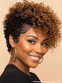 Pixie wig lace front 13x4 brown highlight curly wave 100% Human Hair