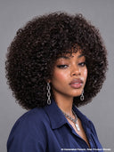 Glueless wig Machine Made curly wave with bangs Natural Black 100% Human Hair