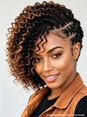 Full Lace wig brown highlight curly With Braided wig