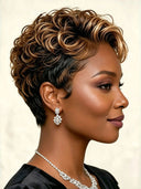 Lace front 13x4 Pixie wig honey highlight quick weave
