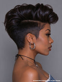 Full lace wig pixie wavy black 100% Human Hair