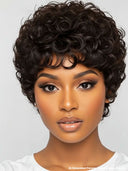 Glueless wig pixie cut curly wave for black woman 100% Human Hair