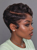 Pixie 13x4 lace front Wig chioma finger wave for black woman 100% Human Hair
