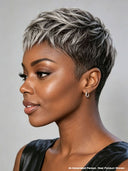 Gluelesse wig Pixie silver Salt and Pepper Wear & Go