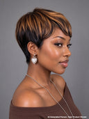 Ready to Go Glueless Wig pixie highlight straight Machine Made 100% Human Hair