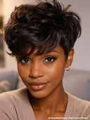 Ready to go machine made black pixie cut wig 100% Human Hair