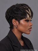 Glueless pixie wig blonde highlight machine made 100% Human Hair