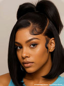 Pre-styled Updo Lace front 13x4 wig 12 inch bob wig 100% Human Hair